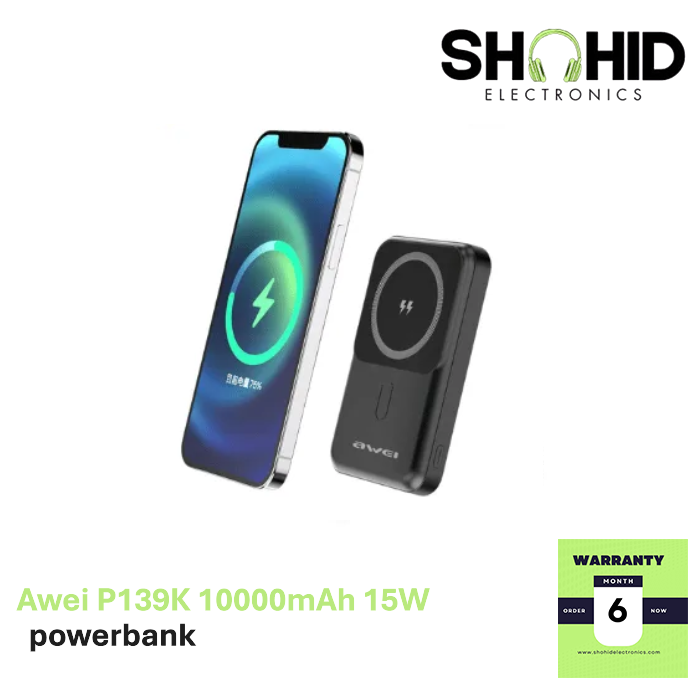 Awei P139K 10000mAh 15W Magnetic Wireless Charger Power Bank 22.5W Fast Charging External Battery