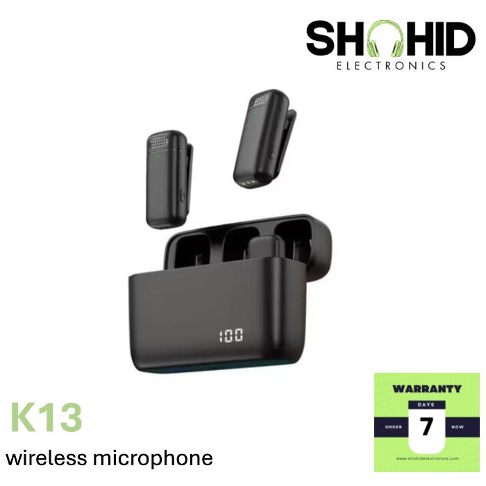 K13 Wireless Microphone Noise Reduction Audio Video Recording Mini Mic With Charging Case Professional Wireless Lavalier