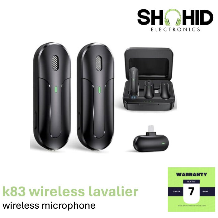 K83 Wireless lavalier Microphone for Smart Phone Ultra-Long Life 3 Levels of Noise Reduction Clear Radio Video Recording vlog Live Interview Recording