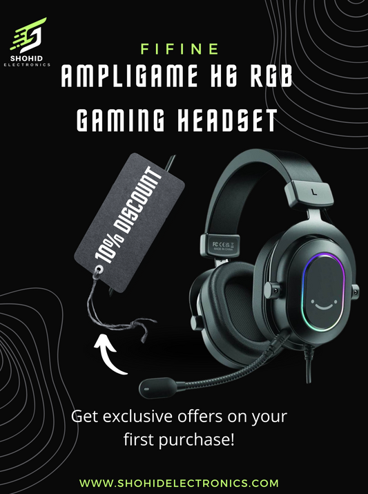 Fifine H6 USB Gaming Headphone. 7.1 Surround Sound Mode, Instant Volume & Mute Control, 24-Bit (For PC)