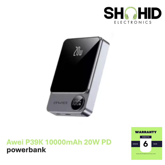 Awei P39K 10000mAh 20W PD Wireless Power Bank